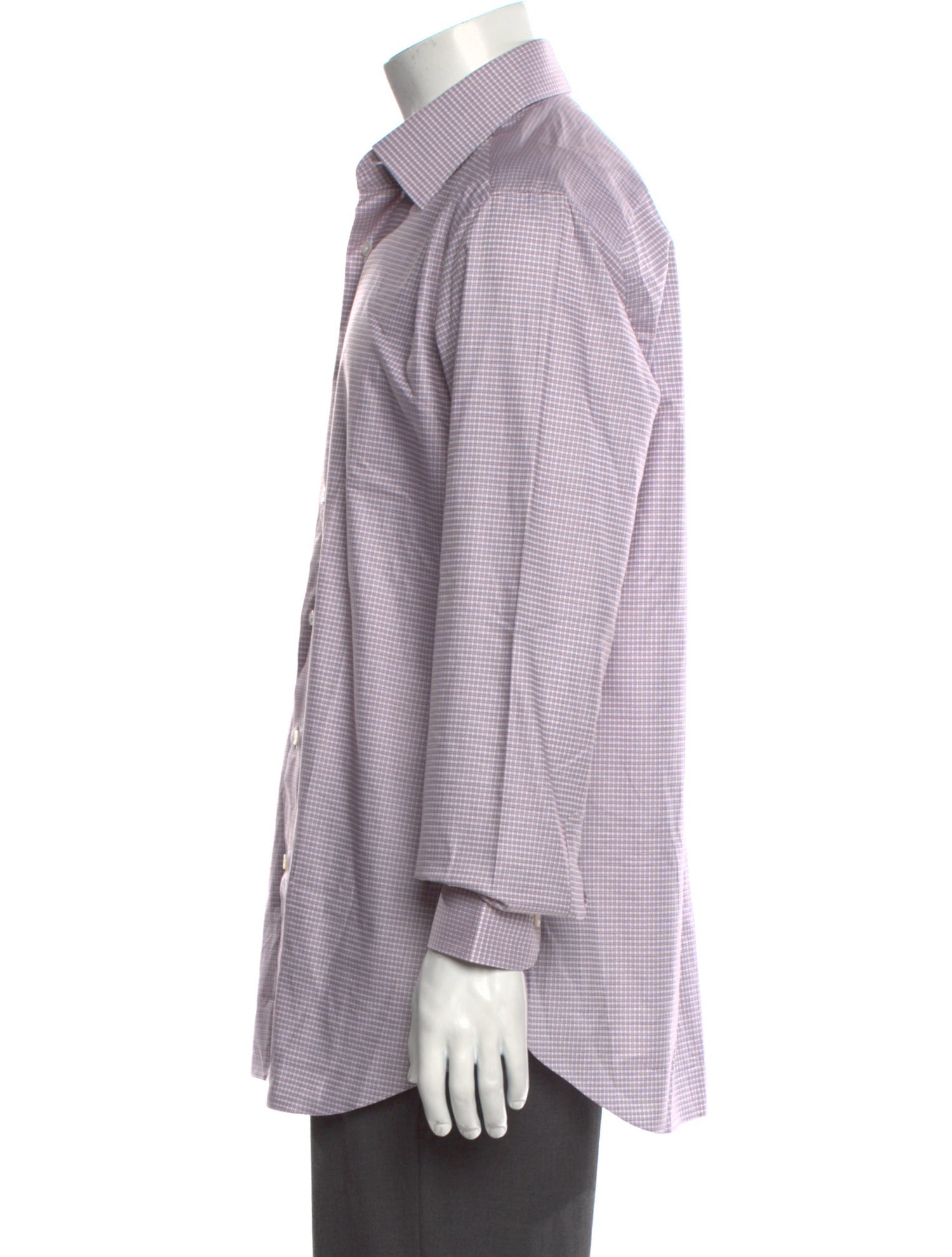 Brioni Plaid Print Long Sleeve Dress Shirt