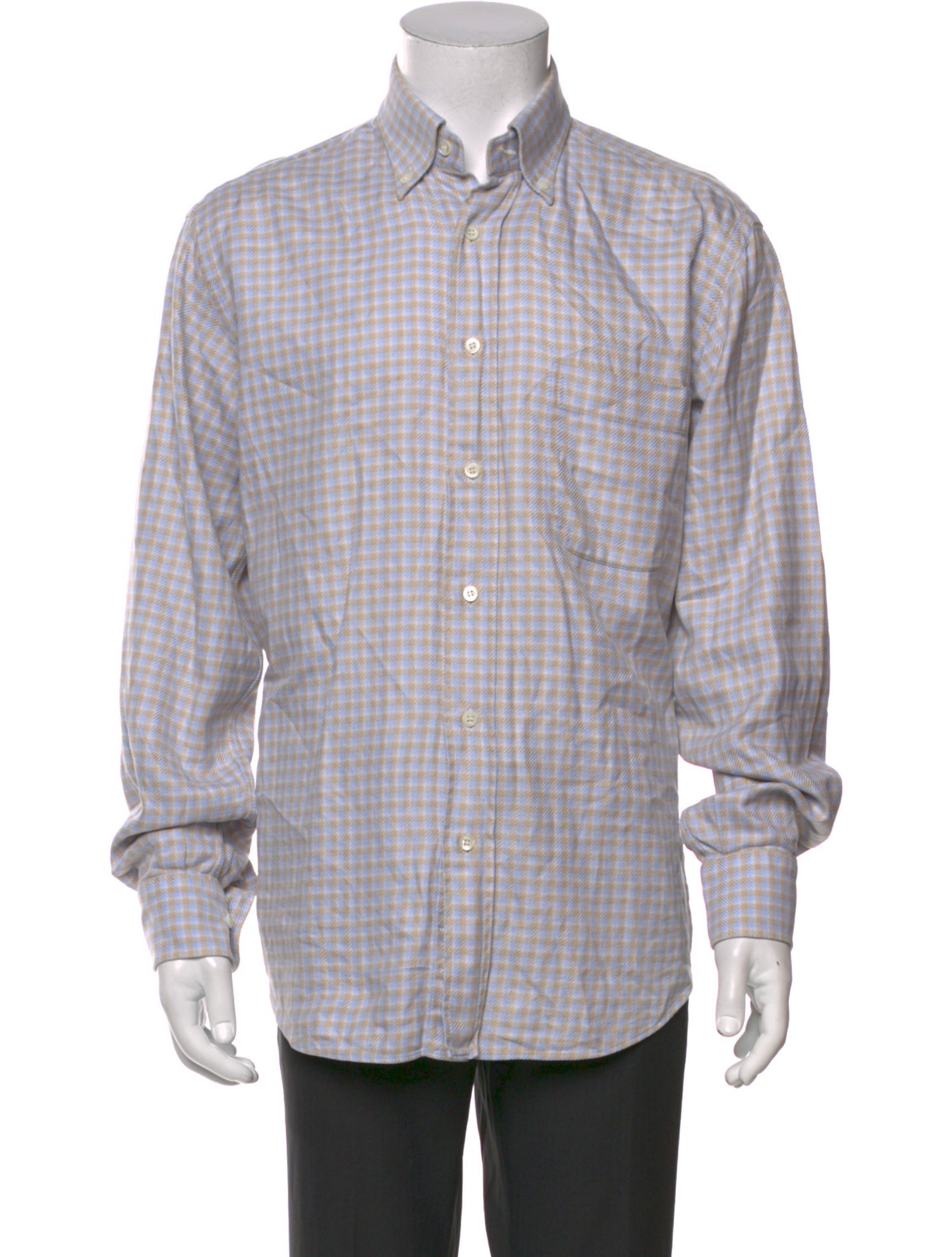 Brioni Plaid Print Long Sleeve Shirt