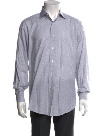 Brioni Plaid Print Long Sleeve Dress Shirt