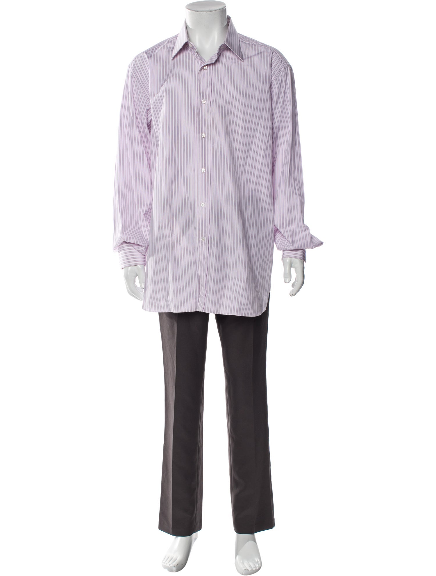 Brioni Striped Long Sleeve Dress Shirt