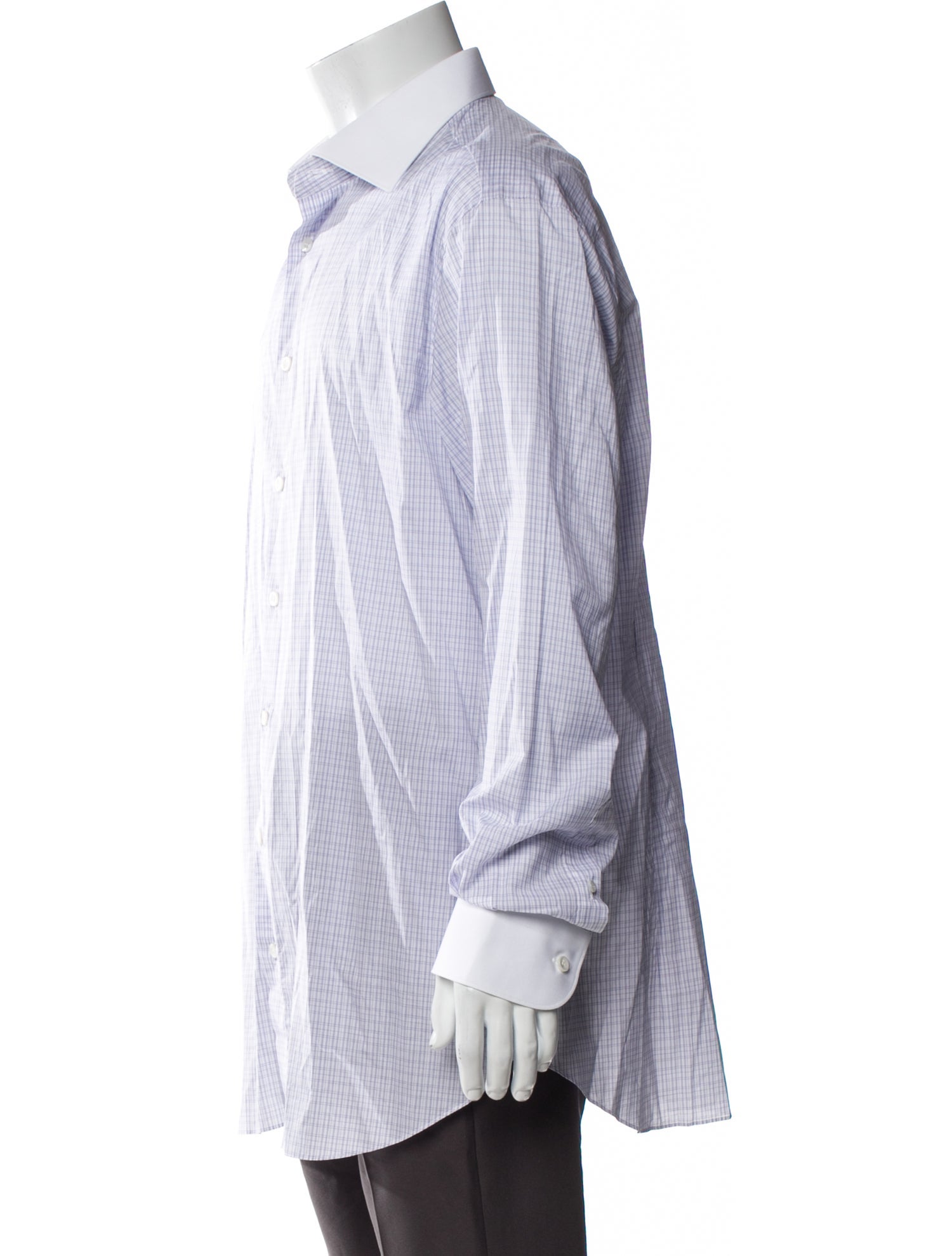 Brioni Plaid Print Long Sleeve Dress Shirt