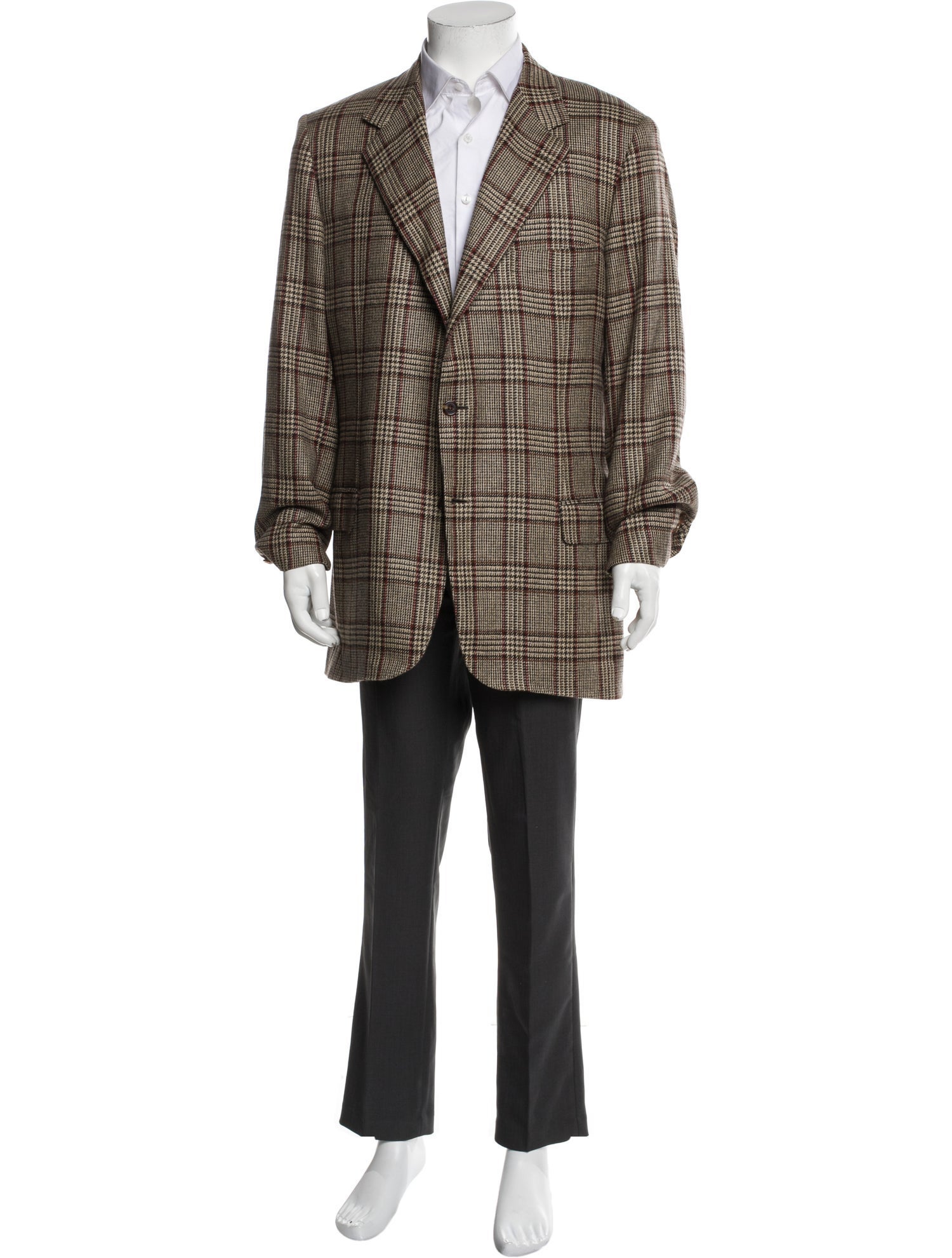Brioni Cashmere Plaid Print Blazer