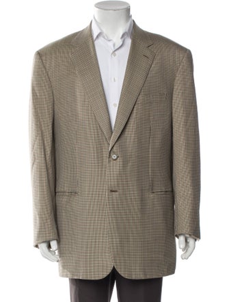 Brioni Wool Plaid Print Blazer