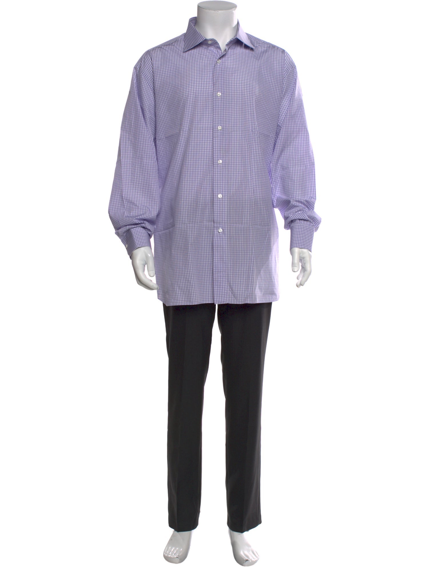 Brioni Plaid Print Long Sleeve Dress Shirt