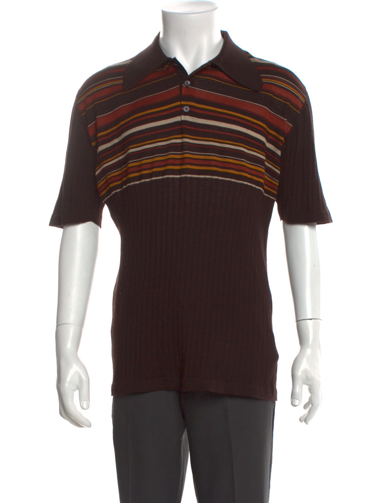 Brioni Virgin Wool Striped Polo Shirt
