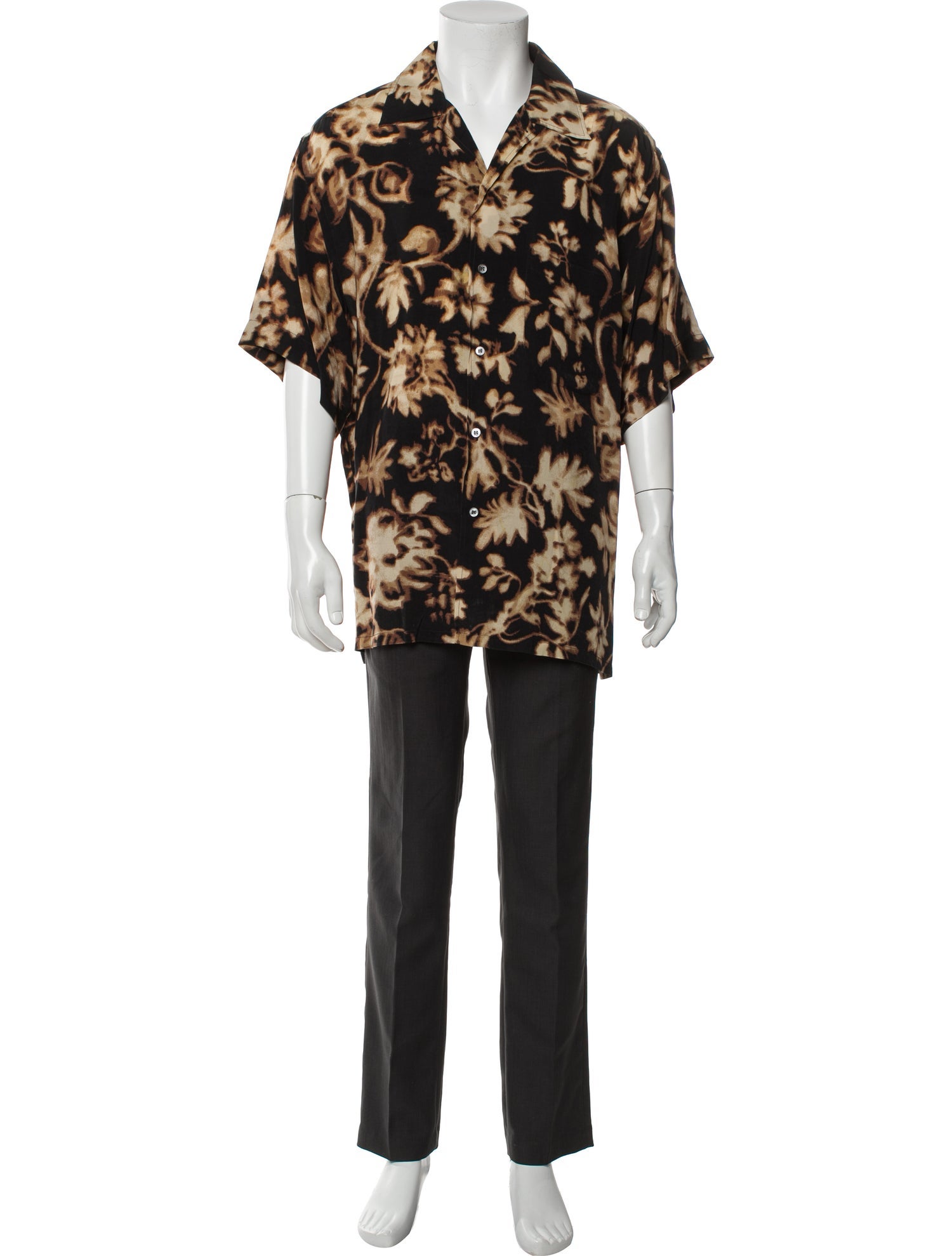 Brioni Floral Print Three-Quarter Sleeve Shirt
