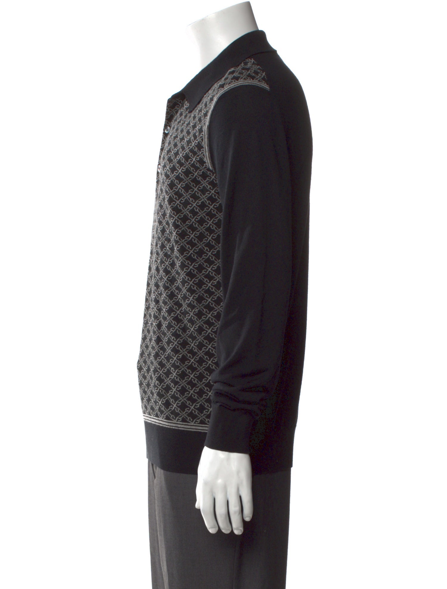 Brioni Printed Collar Polo Sweater
