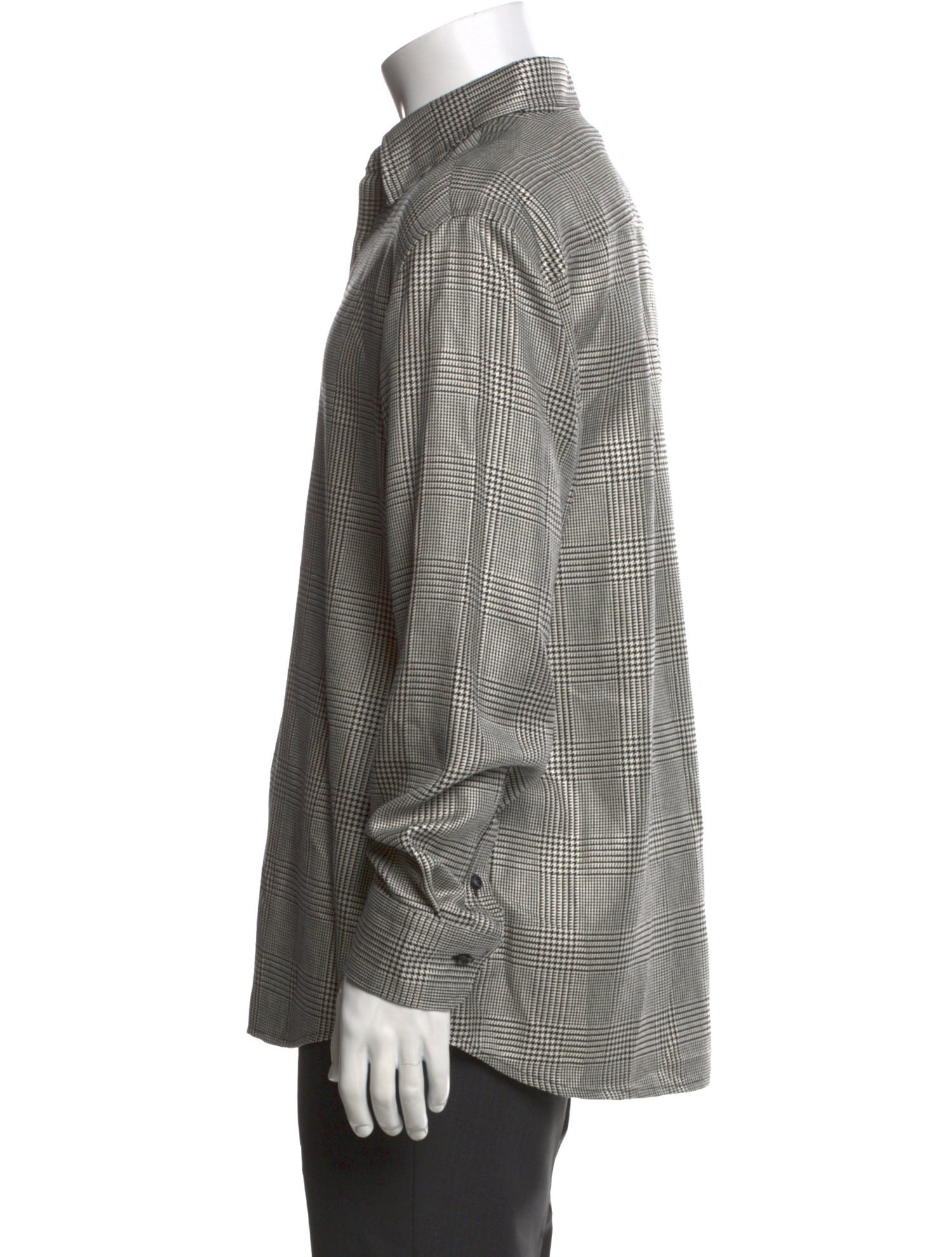 Brioni Silk Plaid Print Dress Shirt