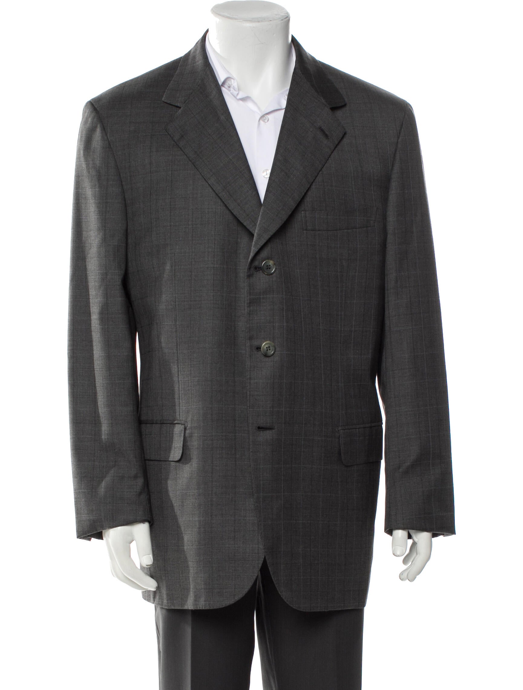 Brioni Wool Plaid Print Blazer
