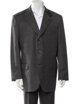 Brioni Wool Plaid Print Blazer