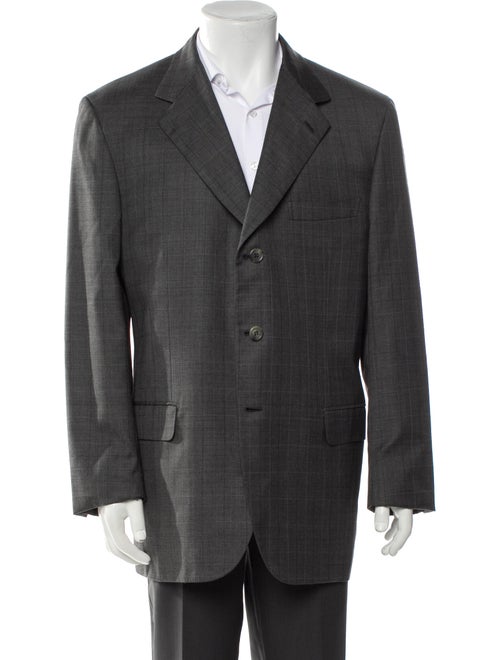 Brioni Wool Plaid Print Blazer