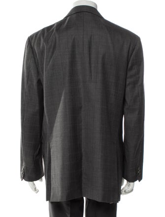 Brioni Wool Plaid Print Blazer