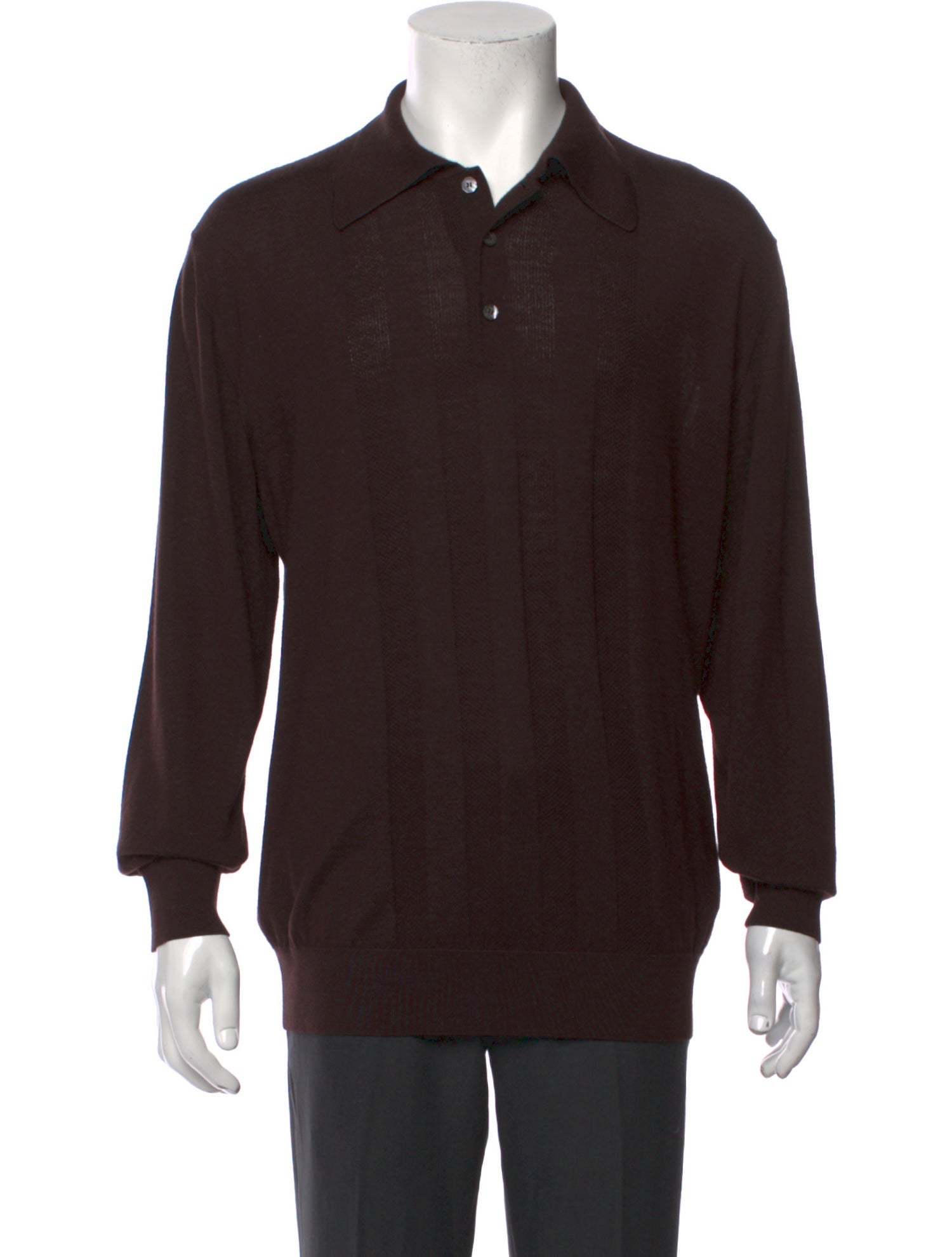Brioni Virgin Wool Collar Polo Sweater