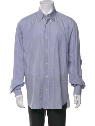 Brioni Plaid Print Long Sleeve Dress Shirt