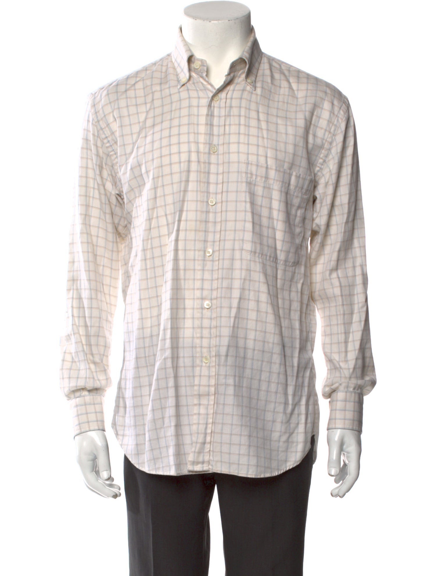 Brioni Plaid Print Long Sleeve Shirt