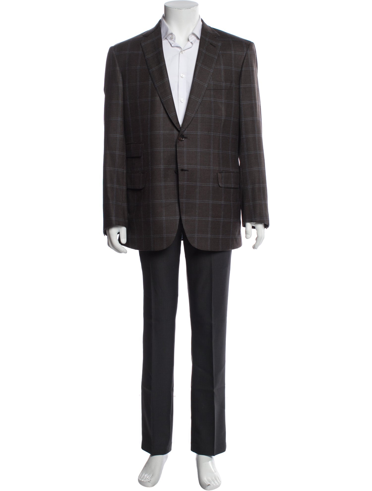 Brioni Wool Plaid Print Blazer