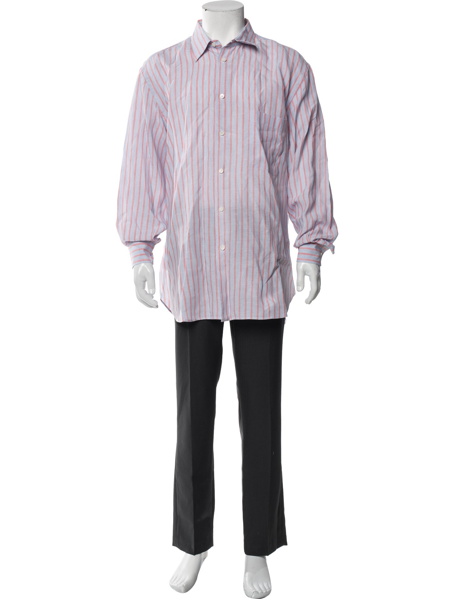 Brioni Linen Striped Dress Shirt