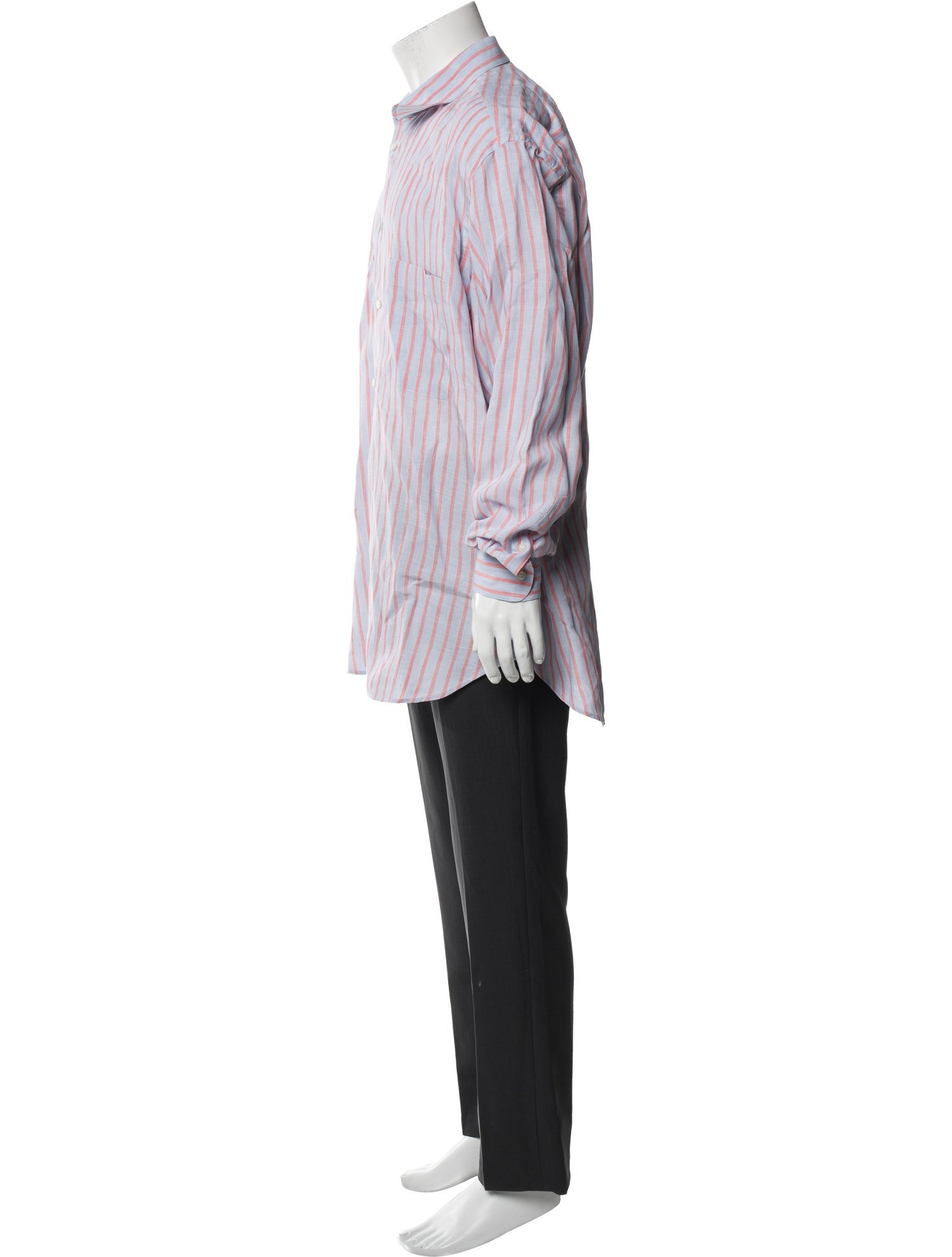 Brioni Linen Striped Dress Shirt
