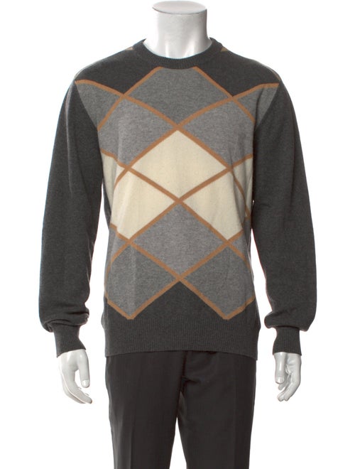 Brioni Cashmere Colorblock Pattern Pullover