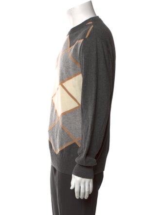 Brioni Cashmere Colorblock Pattern Pullover