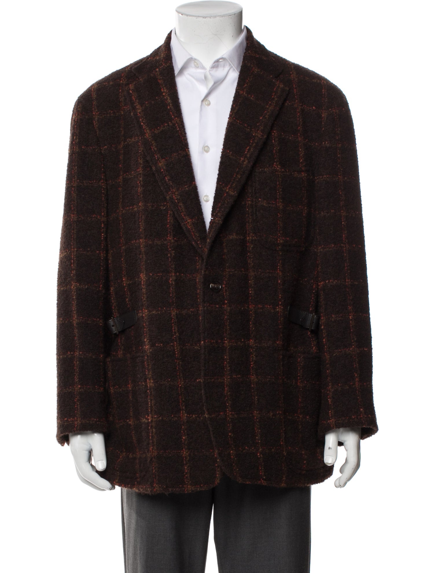 Brioni Plaid Print Peacoat