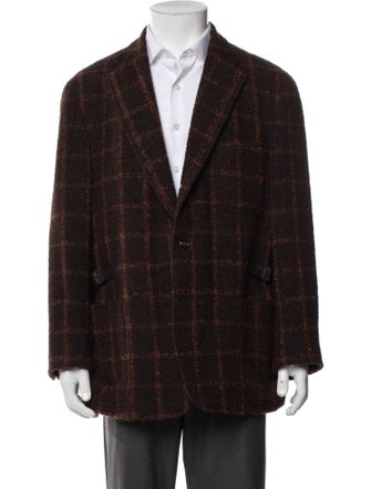 Brioni Plaid Print Peacoat
