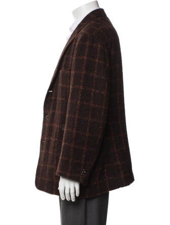 Brioni Plaid Print Peacoat