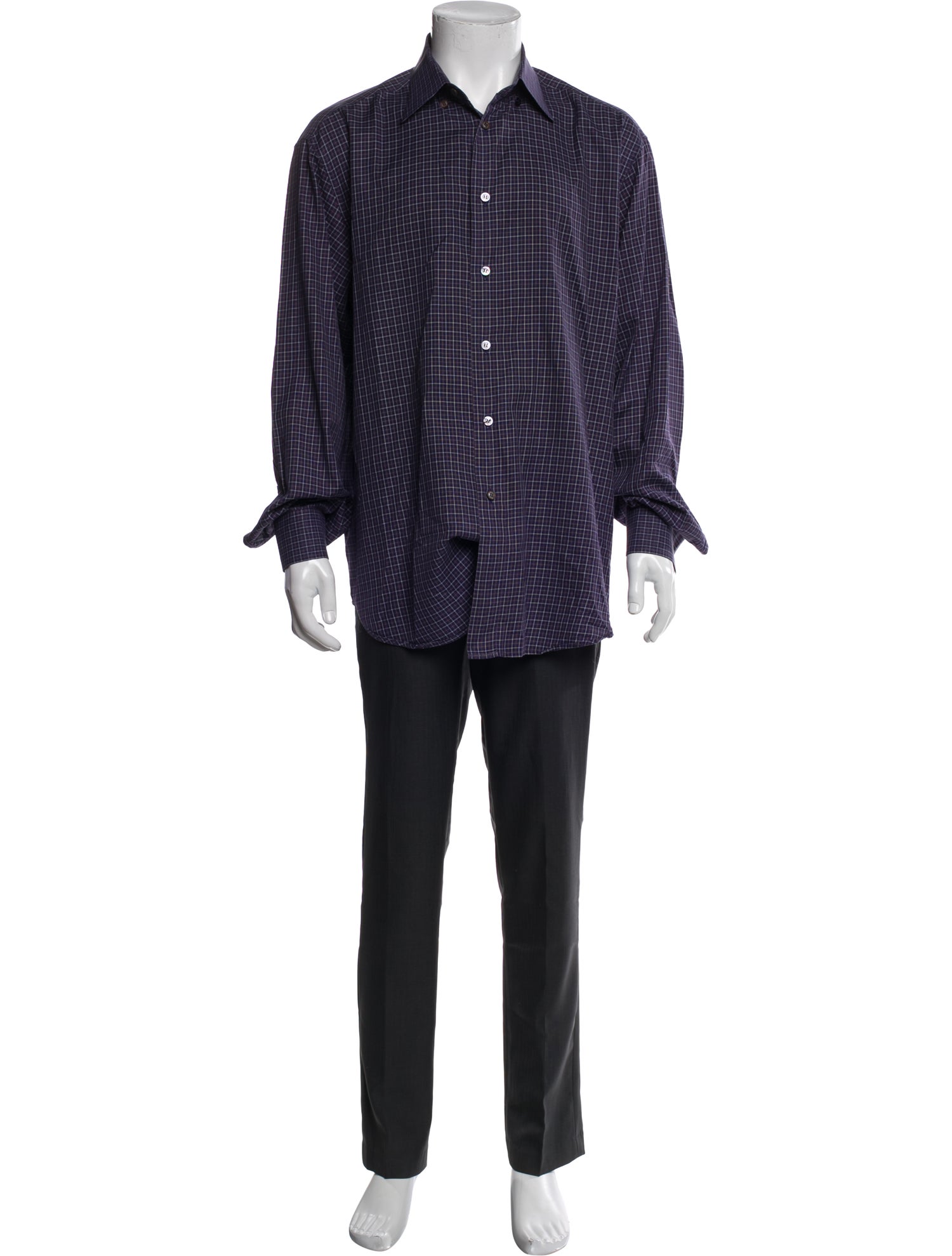 Brioni Plaid Print Long Sleeve Shirt