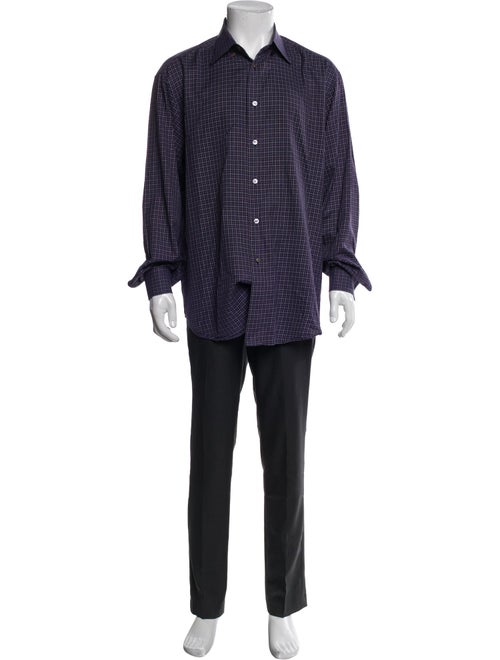 Brioni Plaid Print Long Sleeve Shirt