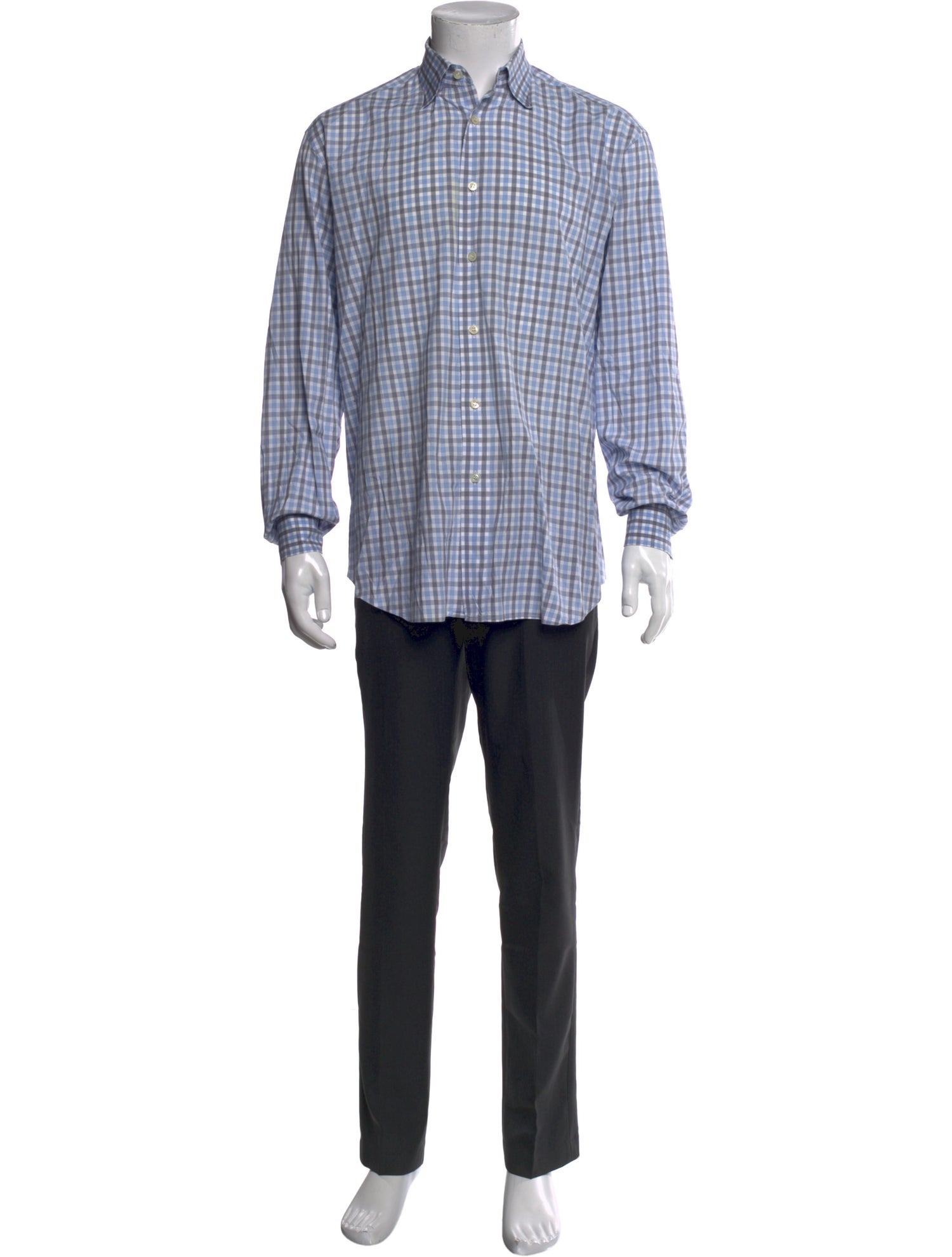 Brioni Plaid Print Long Sleeve Dress Shirt