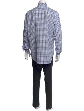 Brioni Plaid Print Long Sleeve Dress Shirt
