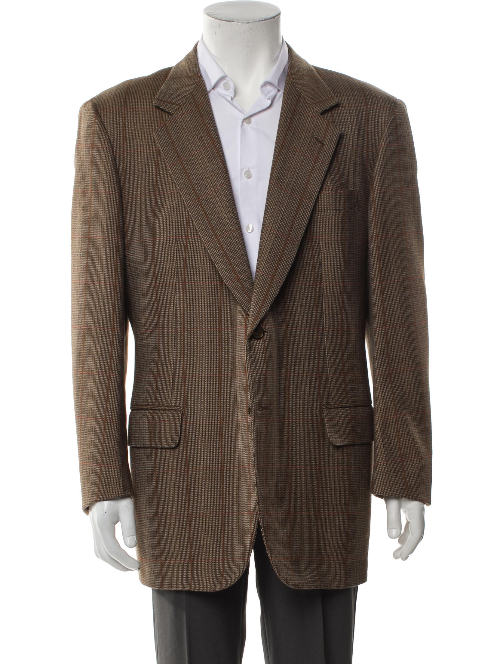 Brioni Wool Plaid Print Blazer