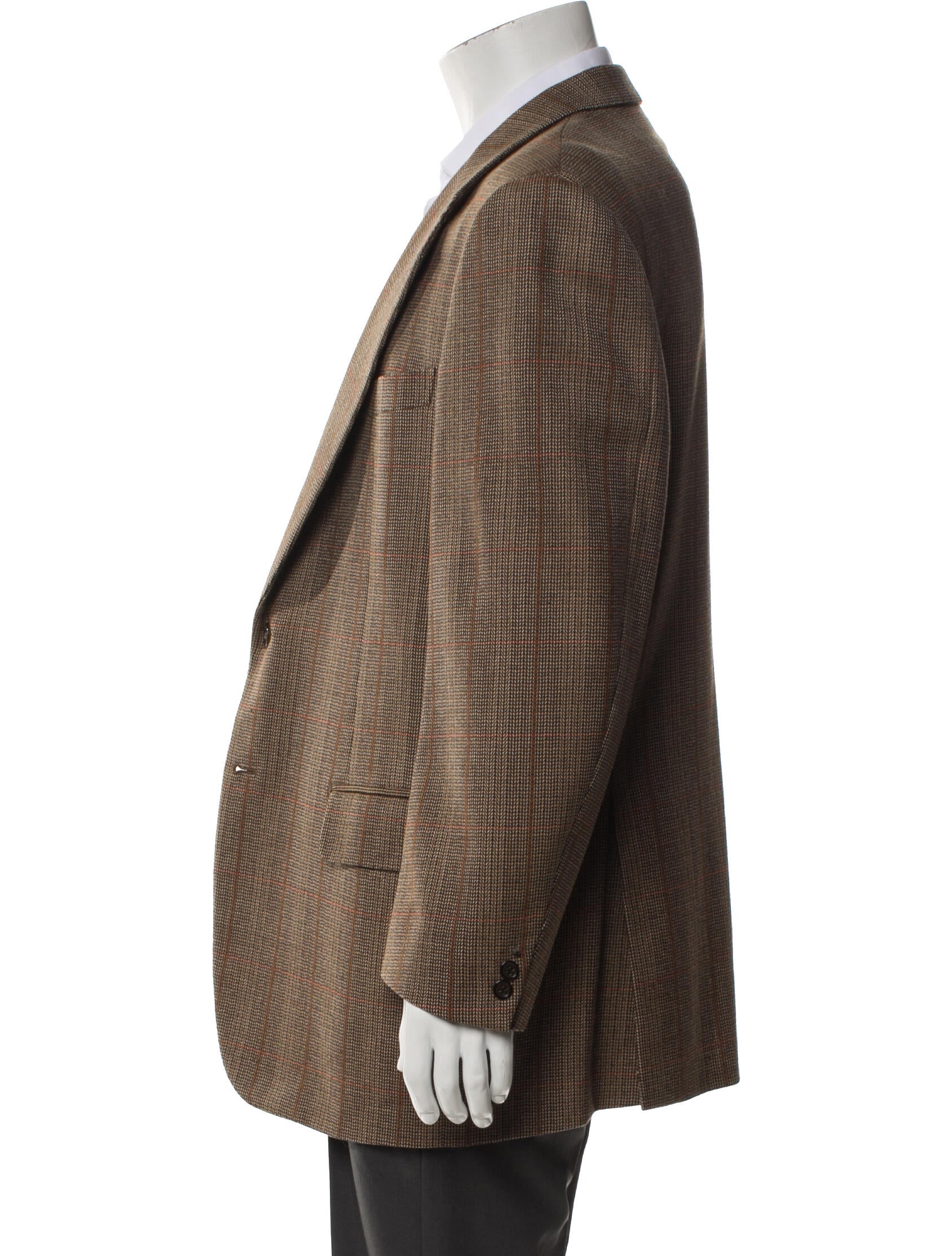 Brioni Wool Plaid Print Blazer
