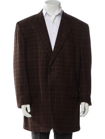 Brioni Wool Plaid Print Blazer