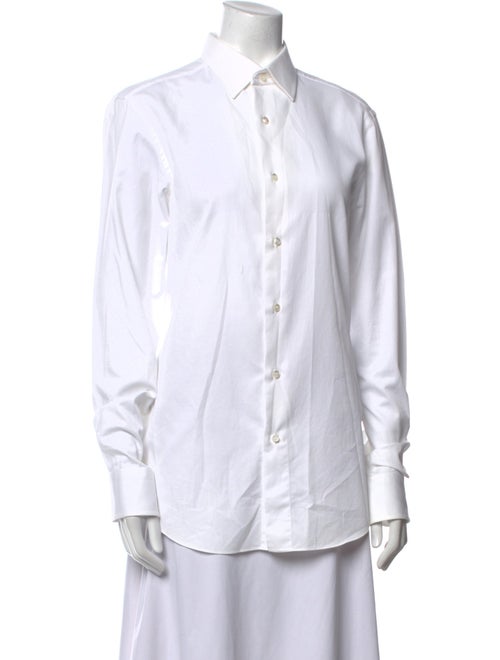 Brioni Long Sleeve Button-Up Top