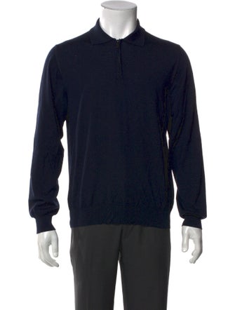 Brioni Wool Crew Neck Polo Sweater