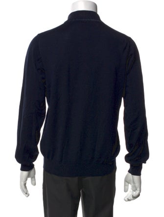 Brioni Wool Crew Neck Polo Sweater