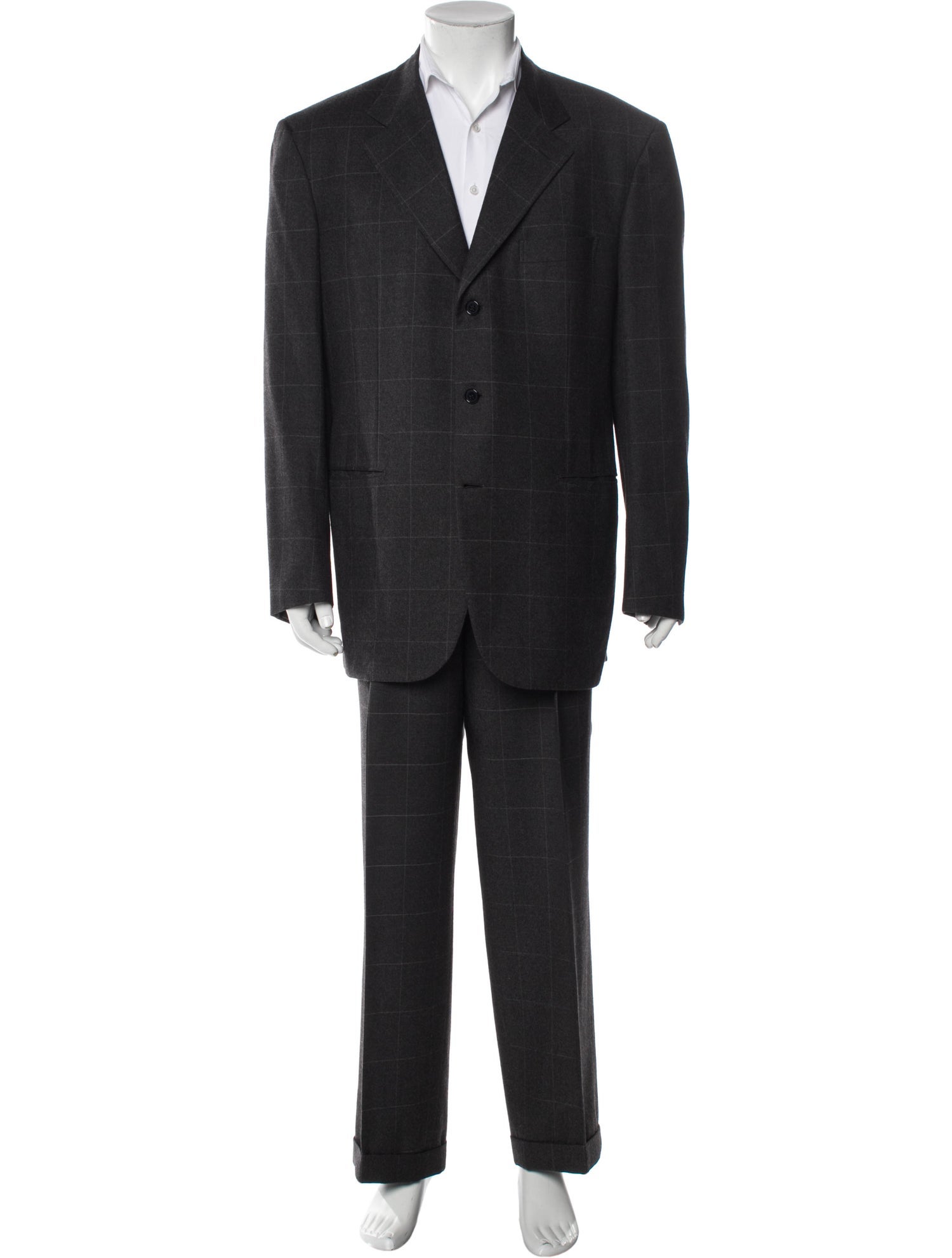 Brioni Wool Plaid Print Two-Piece Suit