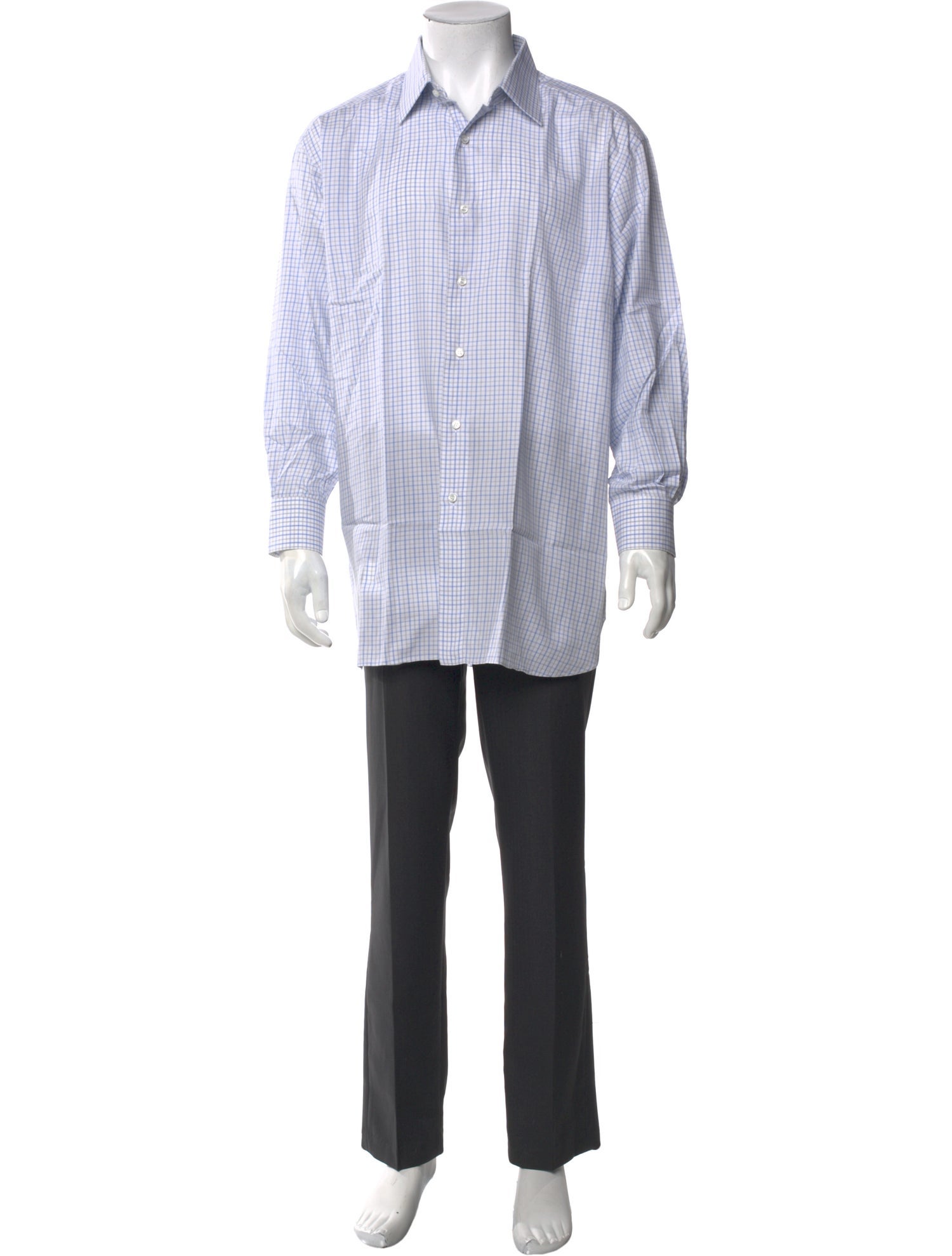 Brioni Plaid Print Long Sleeve Dress Shirt