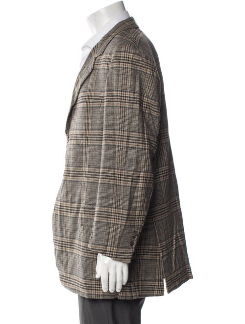 Brioni Wool Plaid Print Peacoat