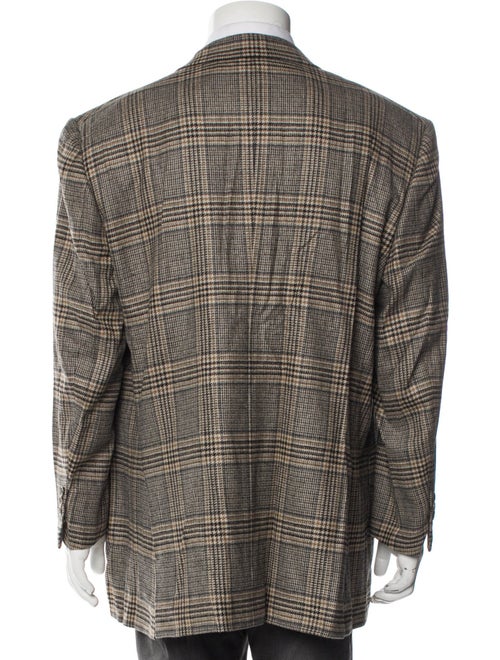 Brioni Wool Plaid Print Peacoat