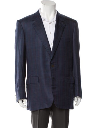 Brioni Silk Plaid Print Blazer