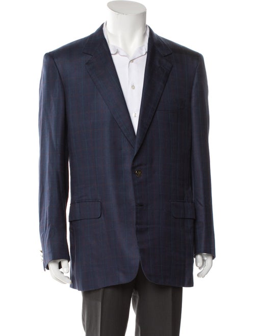 Brioni Silk Plaid Print Blazer