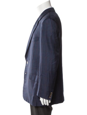 Brioni Silk Plaid Print Blazer