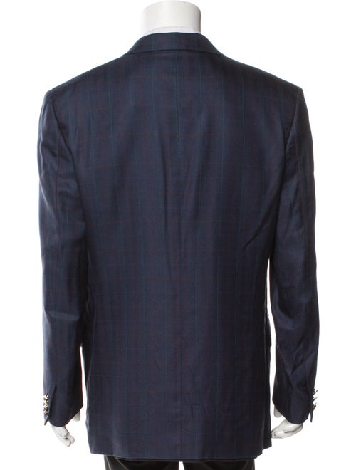 Brioni Silk Plaid Print Blazer