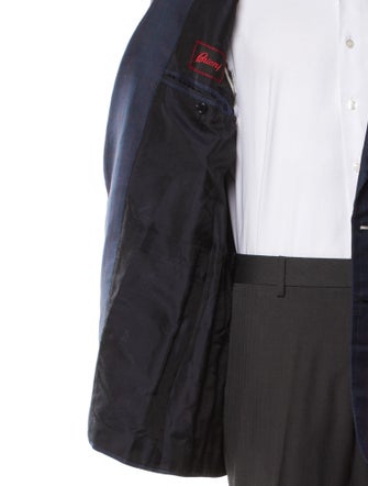 Brioni Silk Plaid Print Blazer