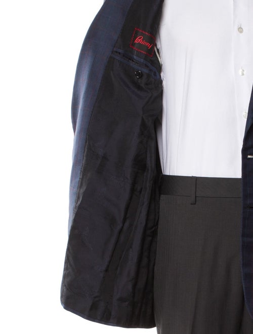 Brioni Silk Plaid Print Blazer