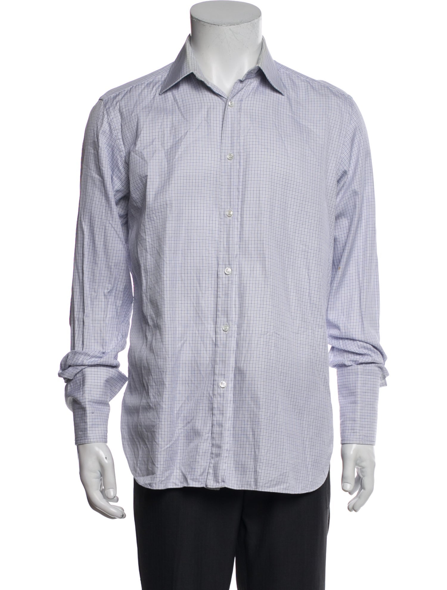 Brioni Plaid Print Long Sleeve Dress Shirt