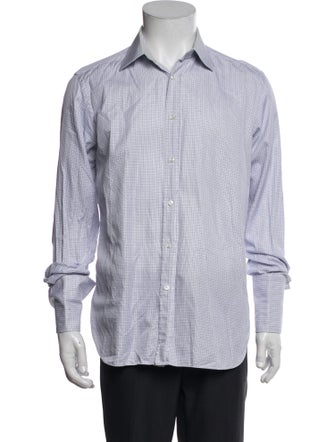 Brioni Plaid Print Long Sleeve Dress Shirt