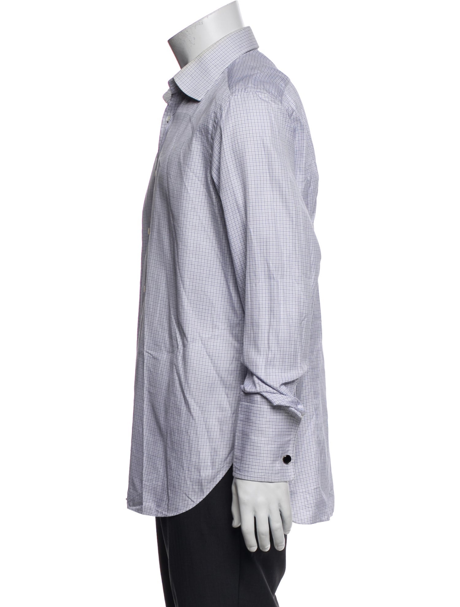 Brioni Plaid Print Long Sleeve Dress Shirt